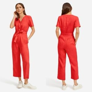 Everlane Red Linen Jumpsuit